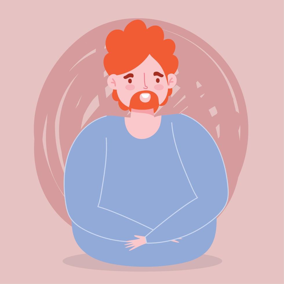 caricatura de hombre avatar con diseño de vector de barba
