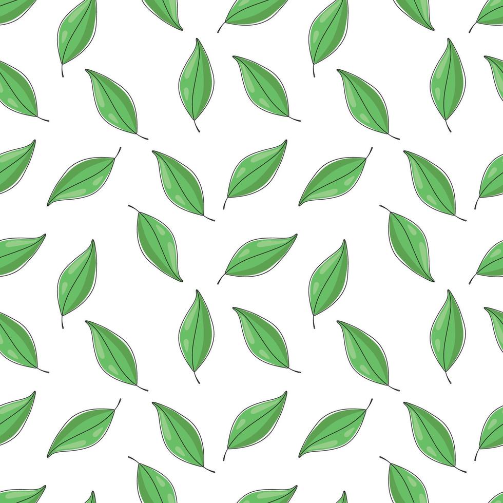 Vector seamless pattern tea leaves.