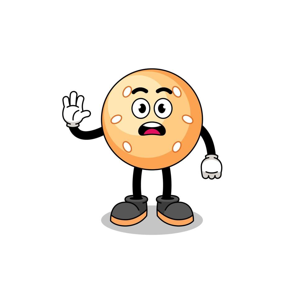 sesame ball cartoon illustration doing stop hand vector