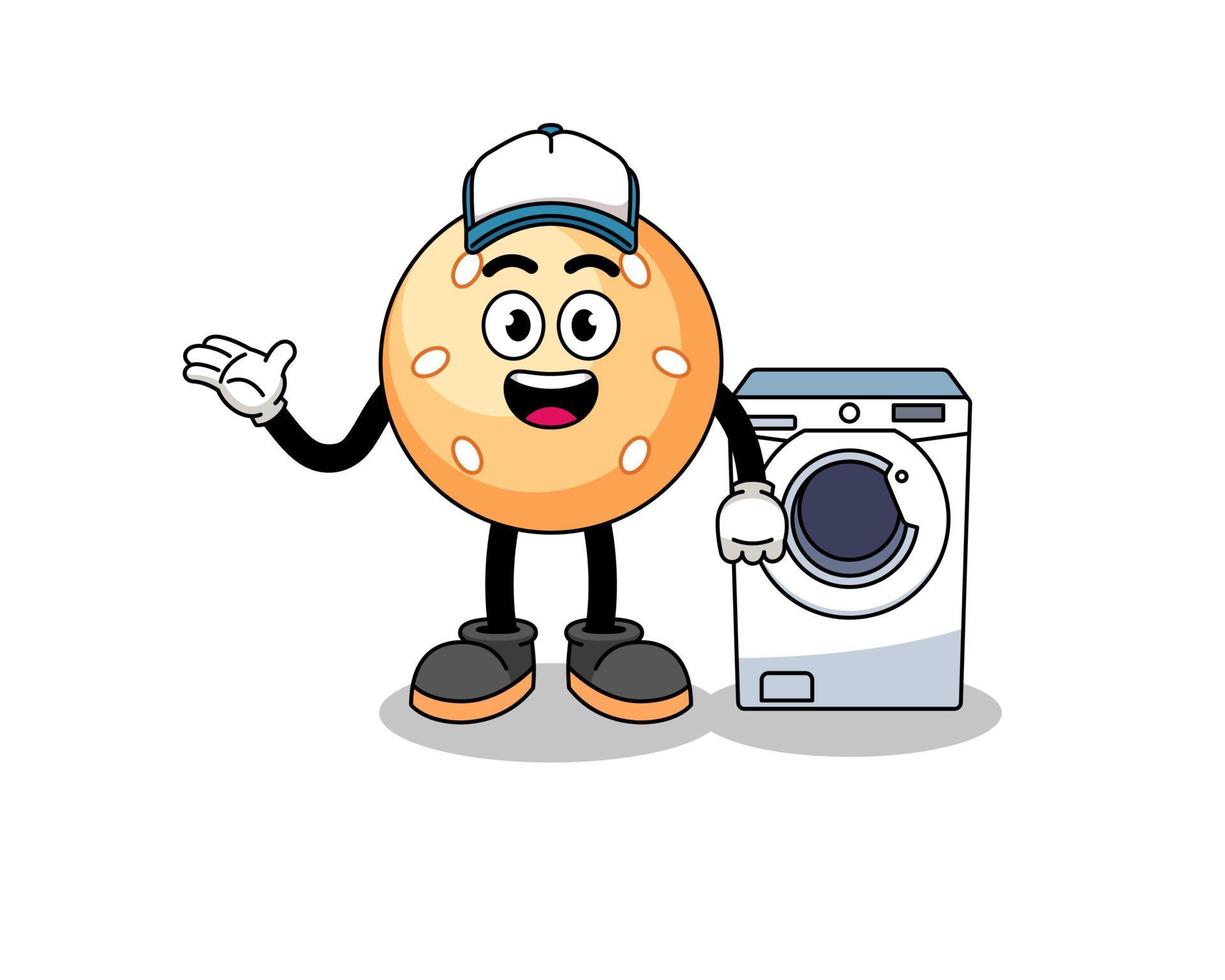 sesame ball illustration as a laundry man vector
