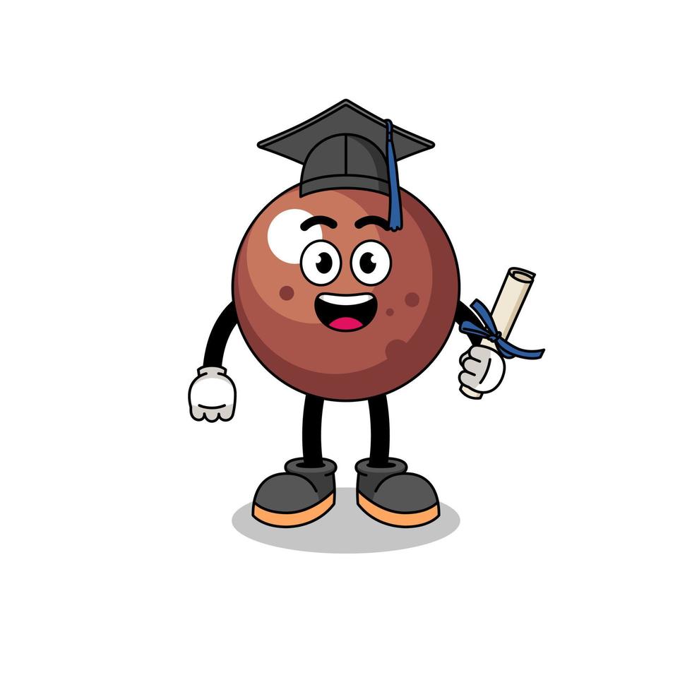 chocolate ball mascot with graduation pose vector