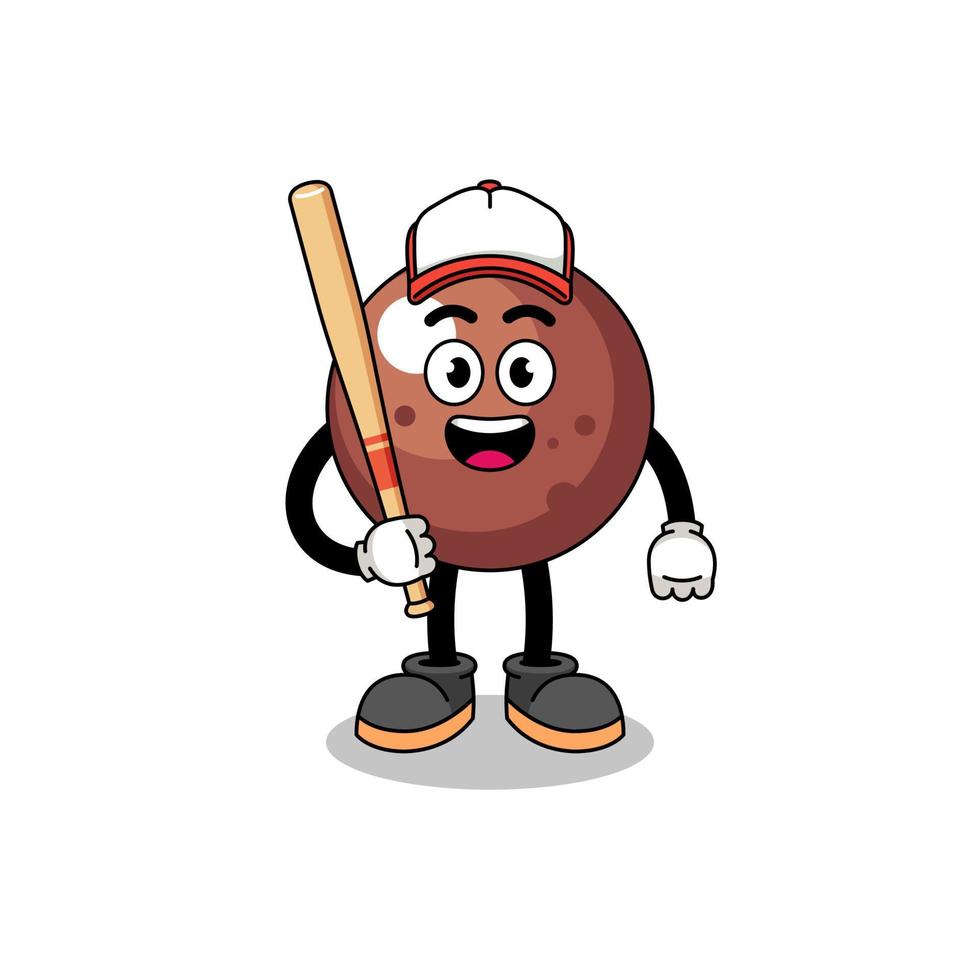 chocolate ball mascot cartoon as a baseball player vector