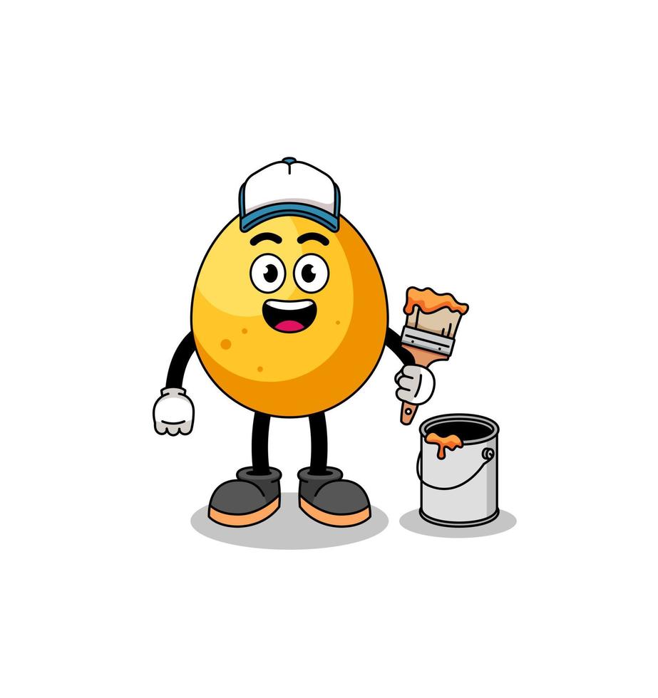 Character mascot of golden egg as a painter vector