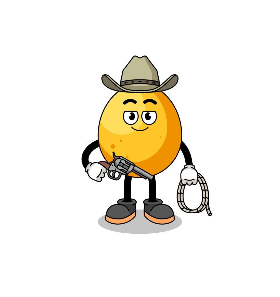 Character mascot of golden egg as a cowboy vector