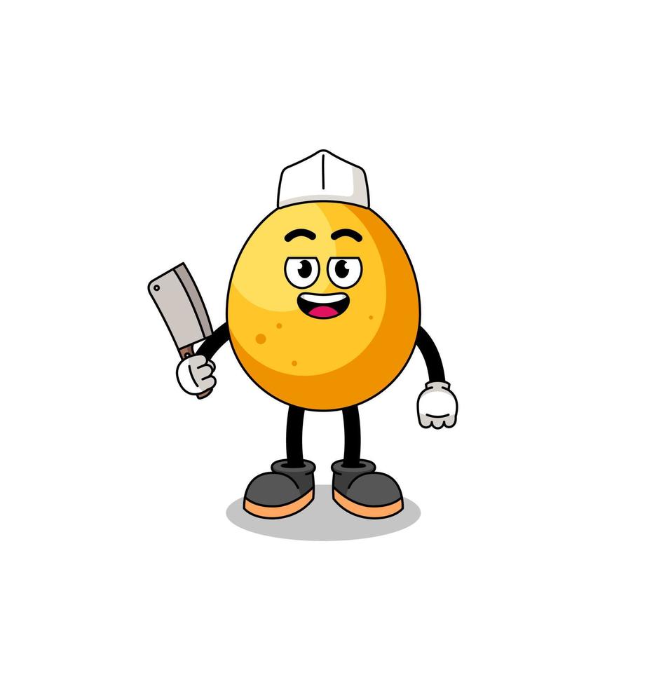 Mascot of golden egg as a butcher vector