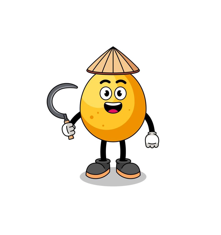 Illustration of golden egg as an asian farmer vector