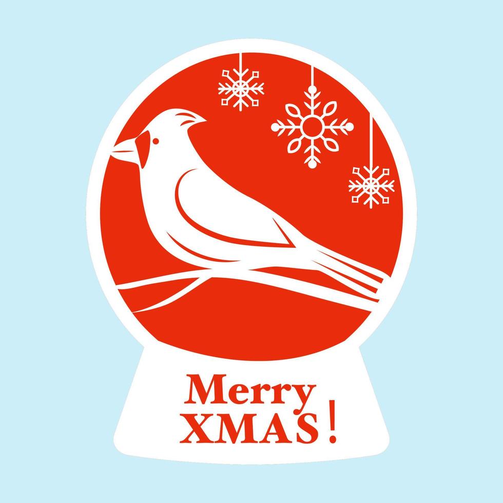 globo de nieve de navidad con pájaro cardenal. Corte con laser. ilustración vectorial de silueta. perfecto para el corte por láser, plotter y serigrafía. vector