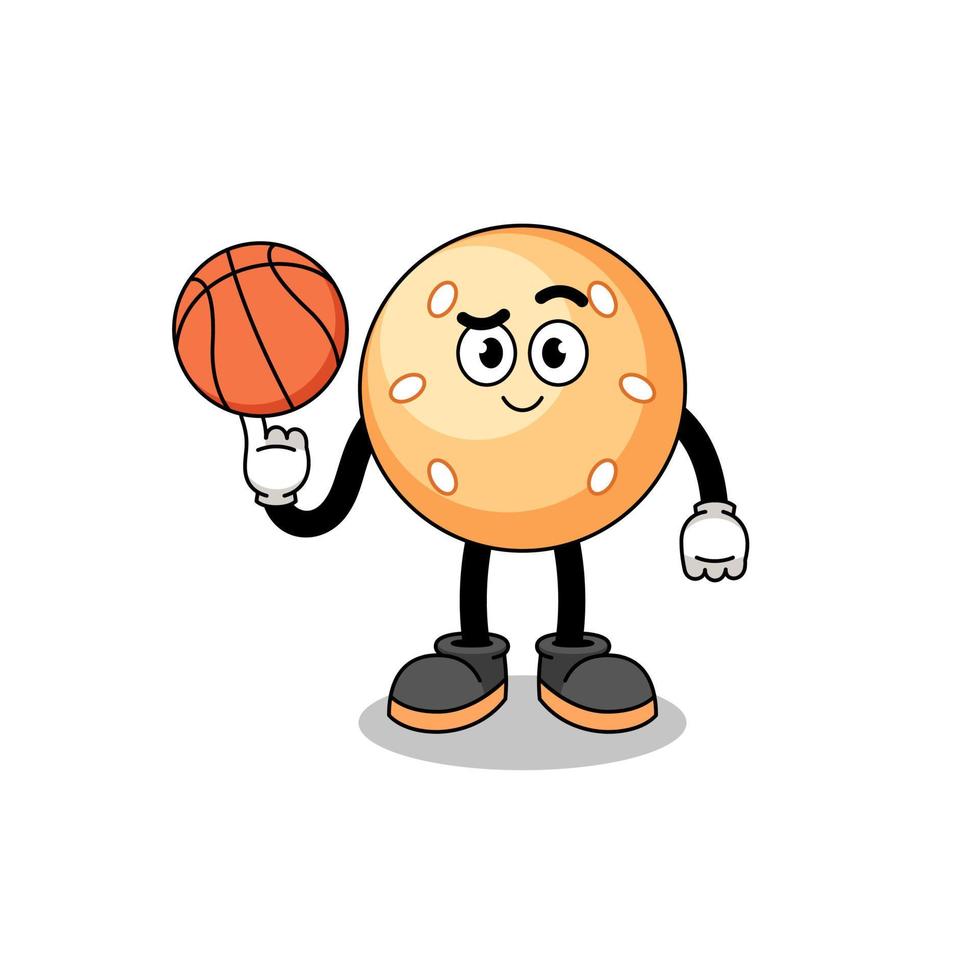 sesame ball illustration as a basketball player vector