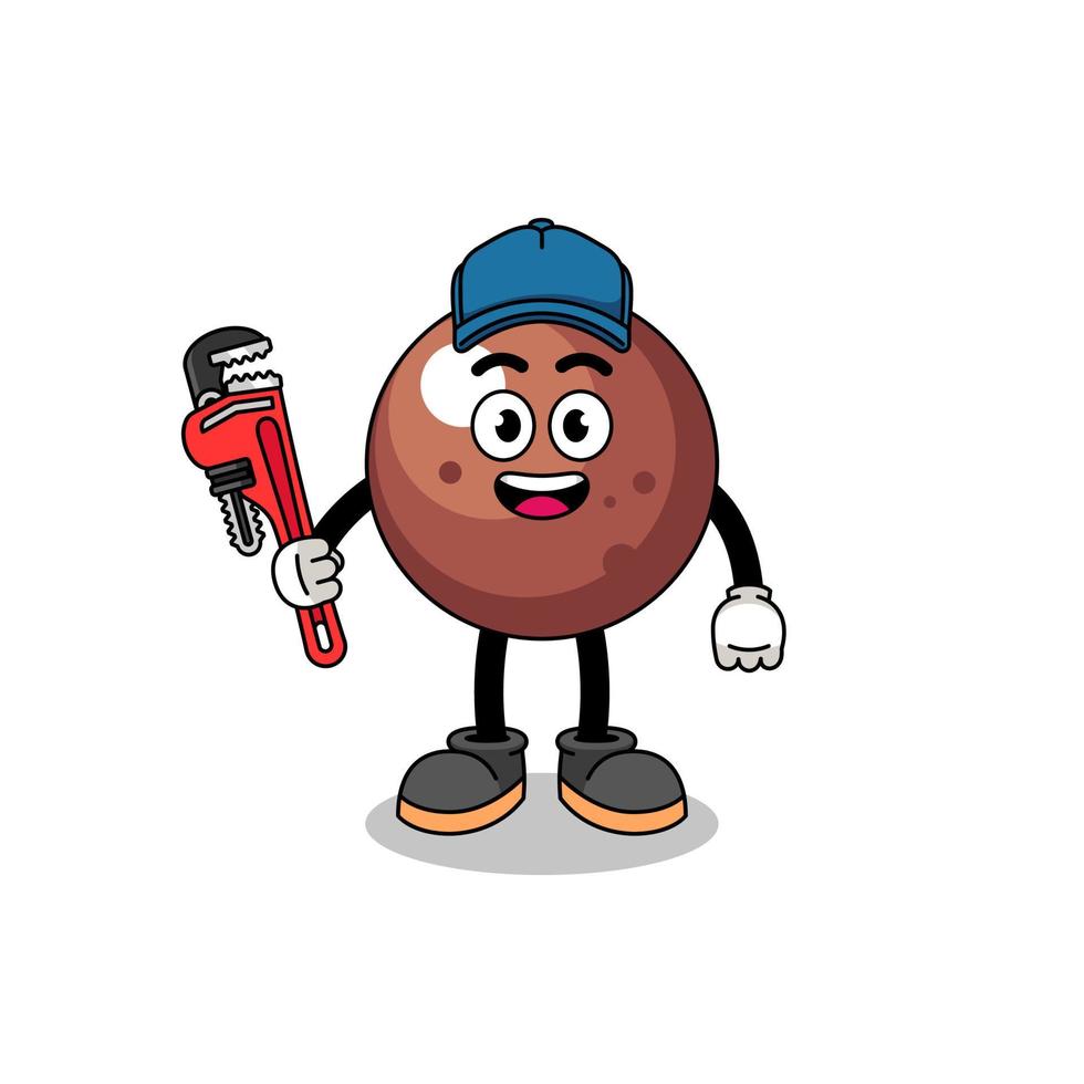 chocolate ball illustration cartoon as a plumber vector