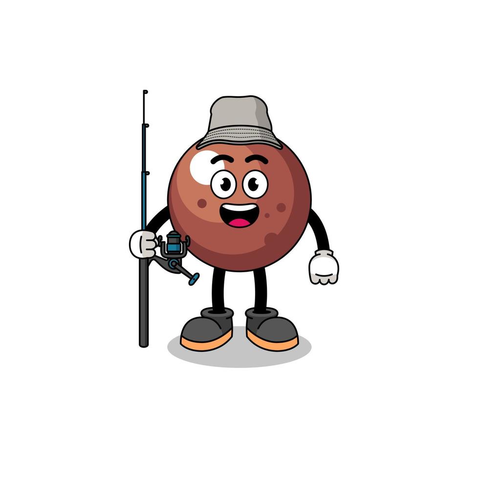 Mascot Illustration of chocolate ball fisherman vector