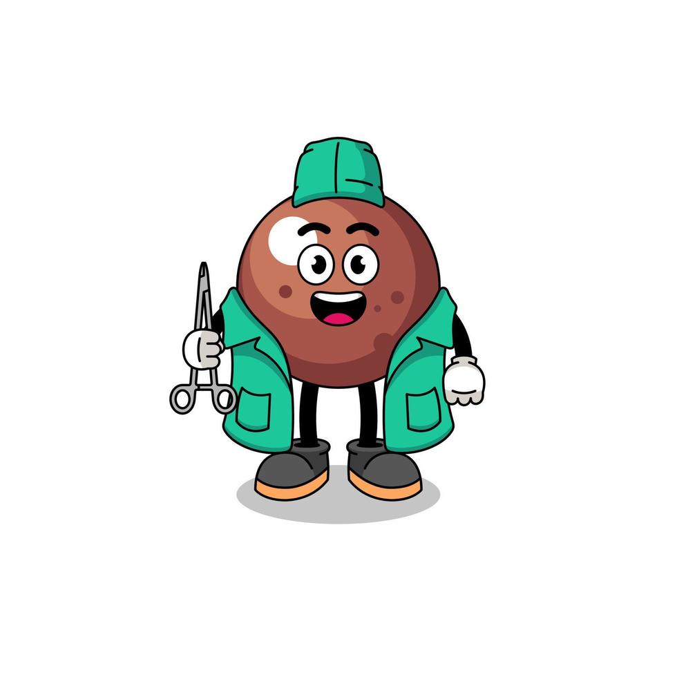Illustration of chocolate ball mascot as a surgeon vector