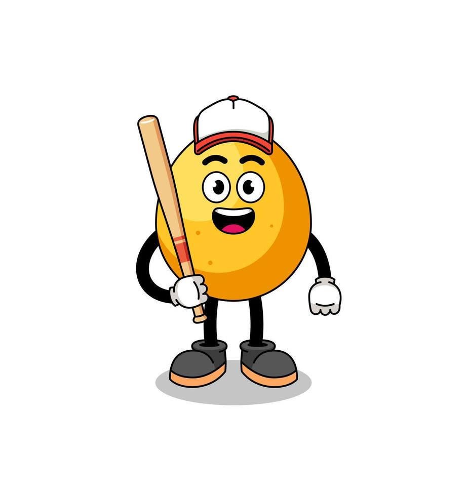 golden egg mascot cartoon as a baseball player vector