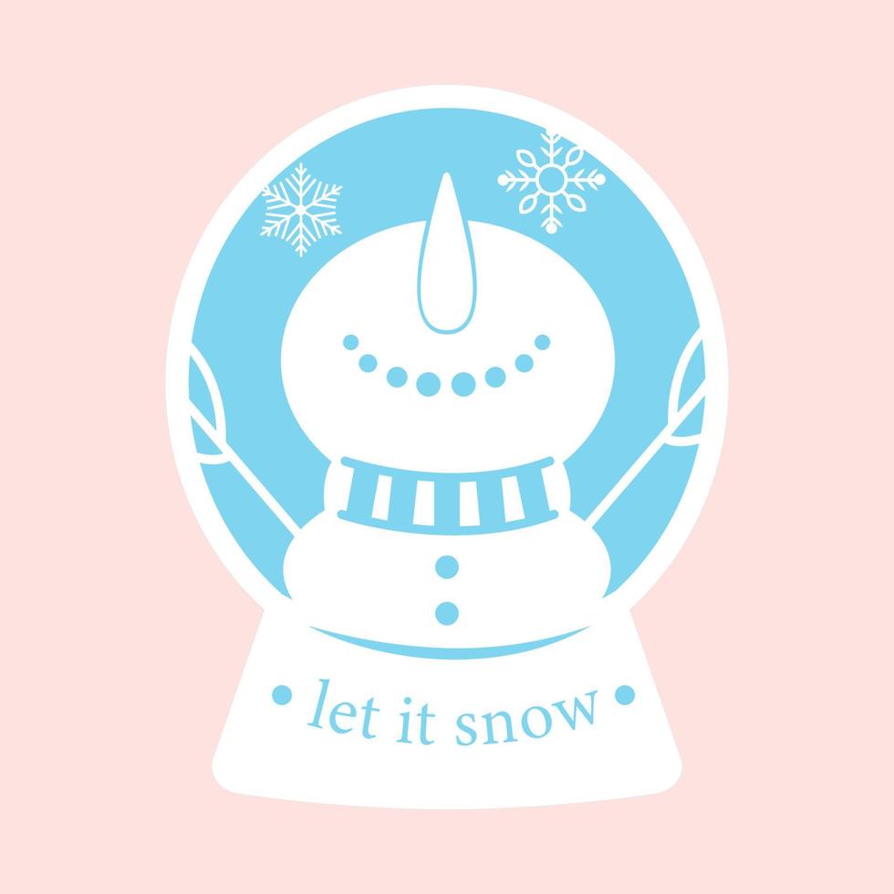 Christmas  snow globe with snow man.  Laser cut. Silhouette vector . Perfect for the laser cut, plotter and screen printing.