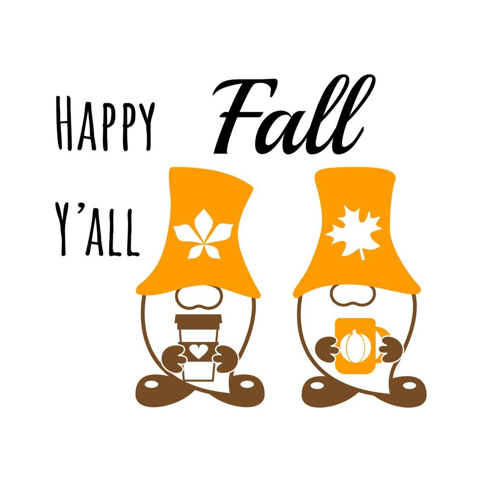 Fall vector quote. Happy fall yall