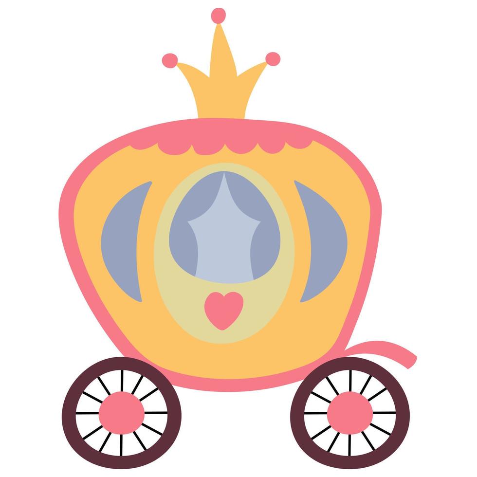 Hand-drawn royal carriage. White background, isolate. Vector illustration.