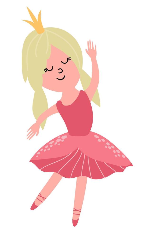 linda princesa dibujada a mano. pequeño bailarín estilo dibujado. fondo blanco, aislar. ilustración vectorial vector