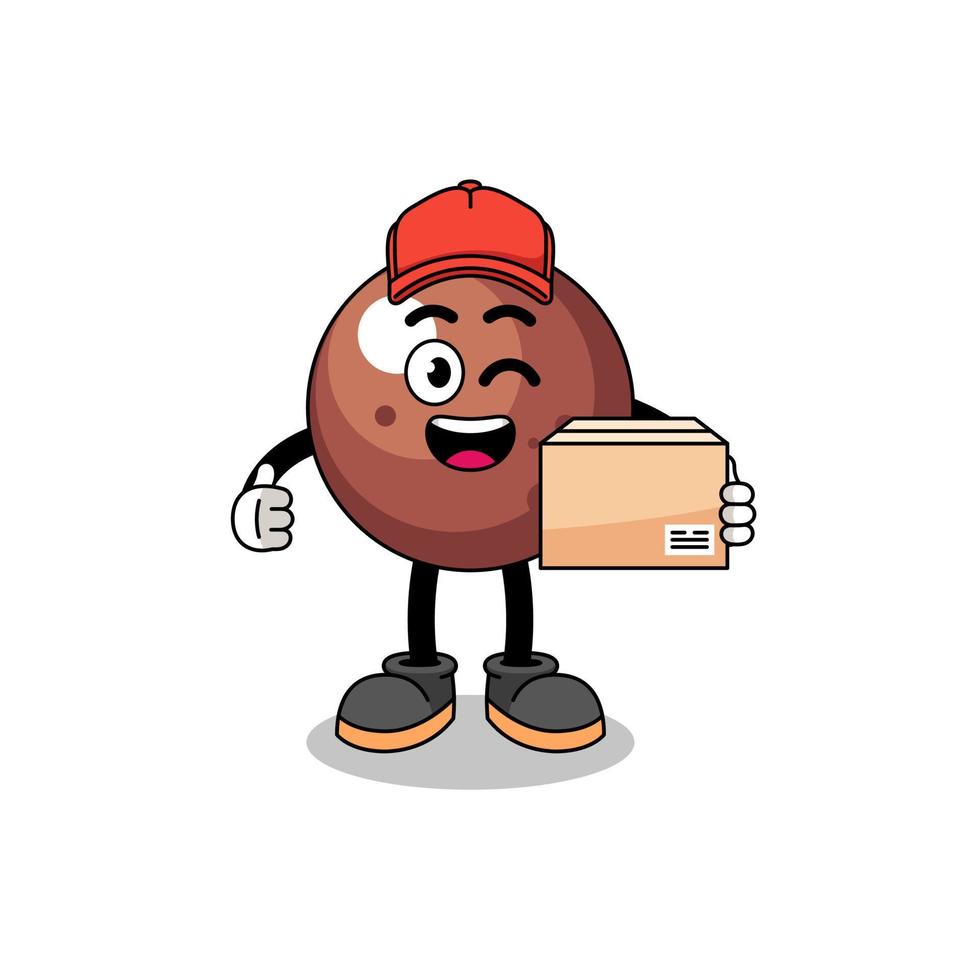 chocolate ball mascot cartoon as an courier vector