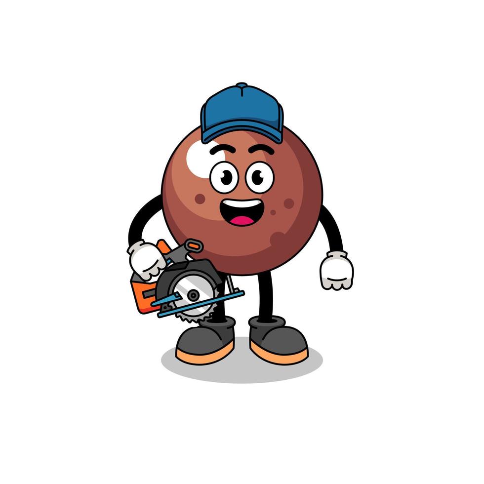 Cartoon Illustration of chocolate ball as a woodworker vector