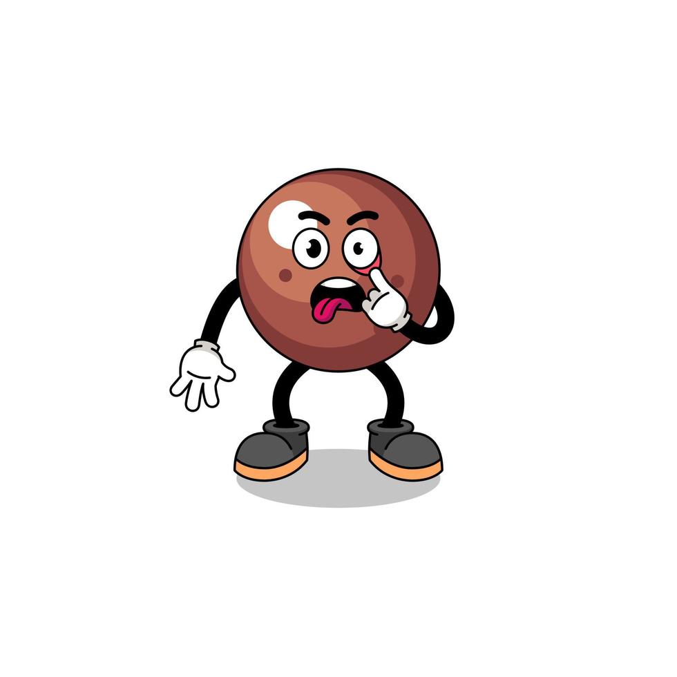 Character Illustration of chocolate ball with tongue sticking out vector