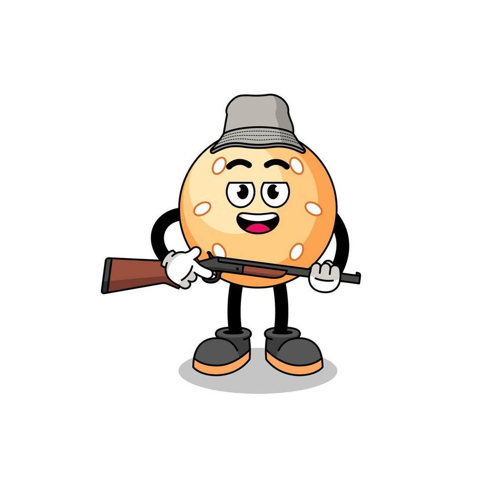 Cartoon Illustration of sesame ball hunter vector