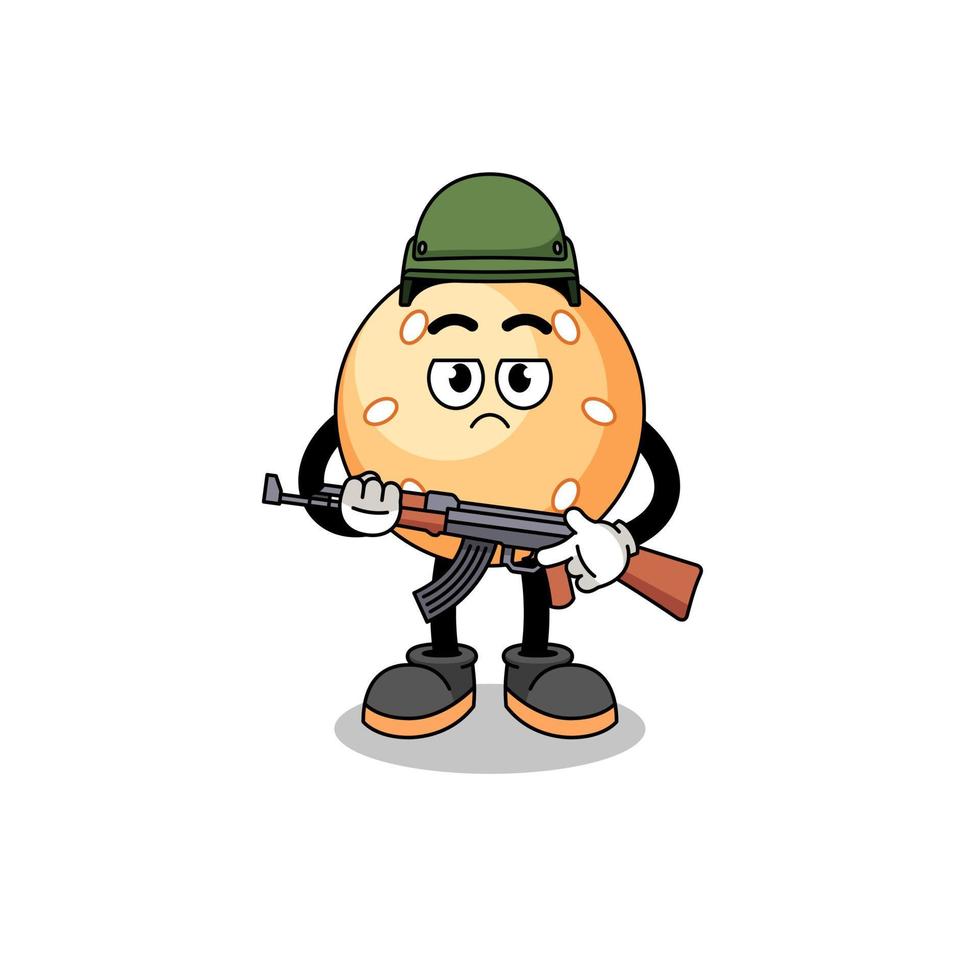 Cartoon of sesame ball soldier vector