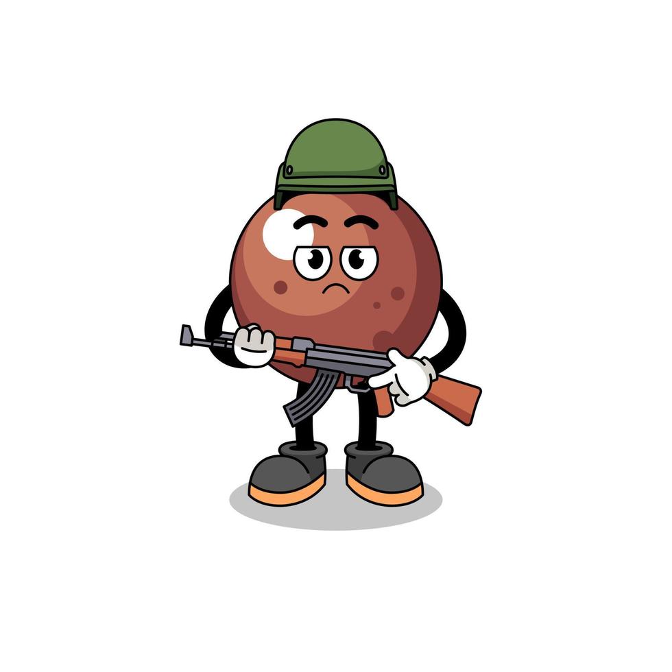 Cartoon of chocolate ball soldier vector