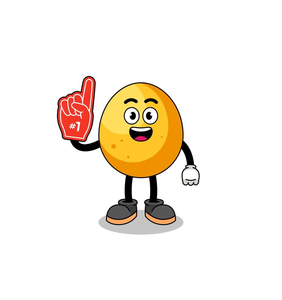 mascota de dibujos animados de los fanáticos número 1 del huevo de oro vector