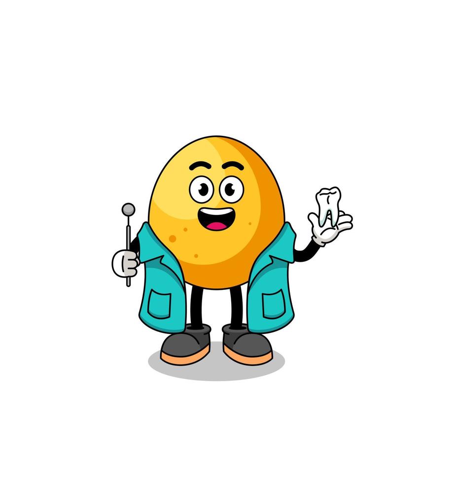 Illustration of golden egg mascot as a dentist vector