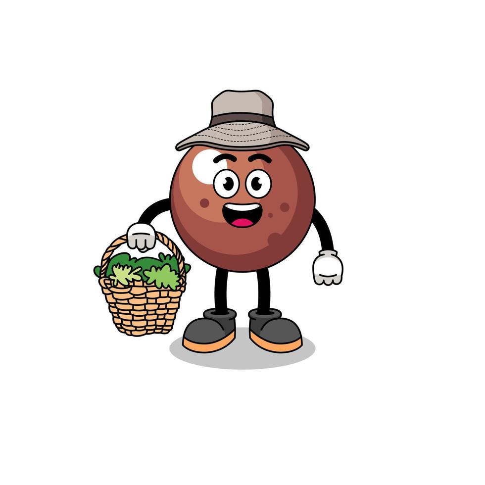 ilustración de personaje de bola de chocolate como herbolario vector