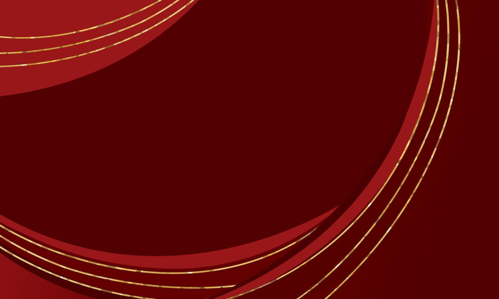 Luxury abstract red background with golden lines vector