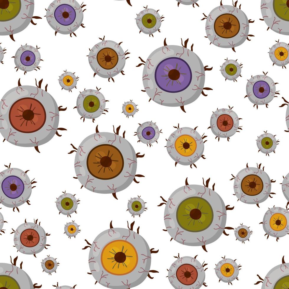 Creepy eye vector illustration. Halloween scary eyeball isolated on