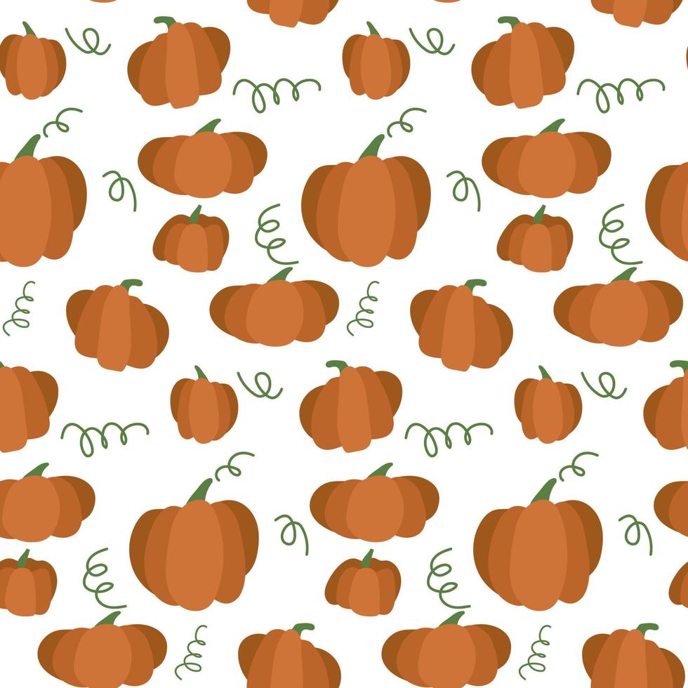 Background with pumpkins on a white background. Seamless pattern in the theme of autumn and Halloween. Suitable for printing on textiles and paper. Festive gift wrapping, banner. vector