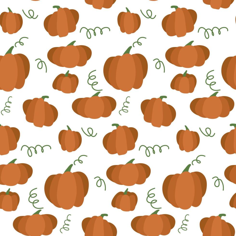 fondo con calabazas sobre un fondo blanco. patrón sin costuras en el tema del otoño y halloween. adecuado para la impresión en textiles y papel. envoltura de regalos festivos, pancarta. vector