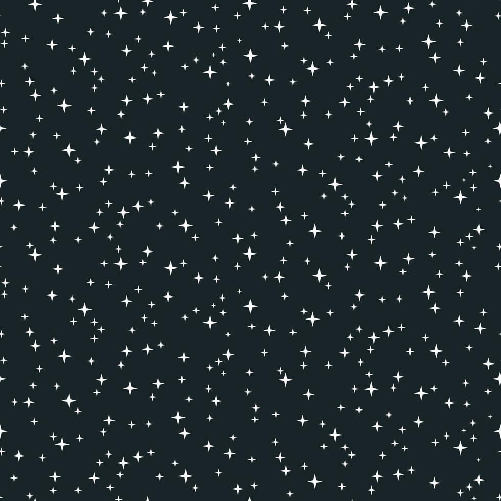 The pattern of the night sky with stars. Glitter on a blue background. Glowing stars on a blue background. Suitable for printing on textiles and paper. Gift wrapping, banner, flyer, wallpaper, bedding vector
