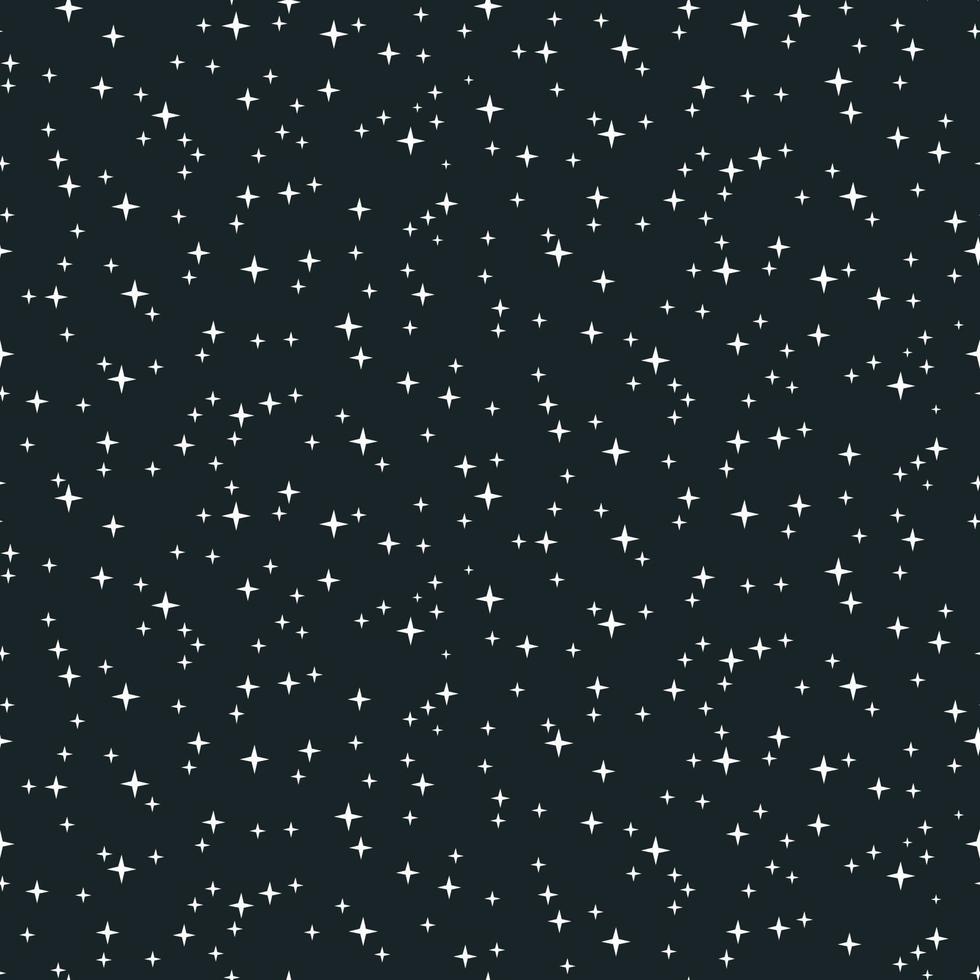 The pattern of the night sky with stars. Glitter on a blue background. Glowing stars on a blue background. Suitable for printing on textiles and paper. Gift wrapping, banner, flyer, wallpaper, bedding vector