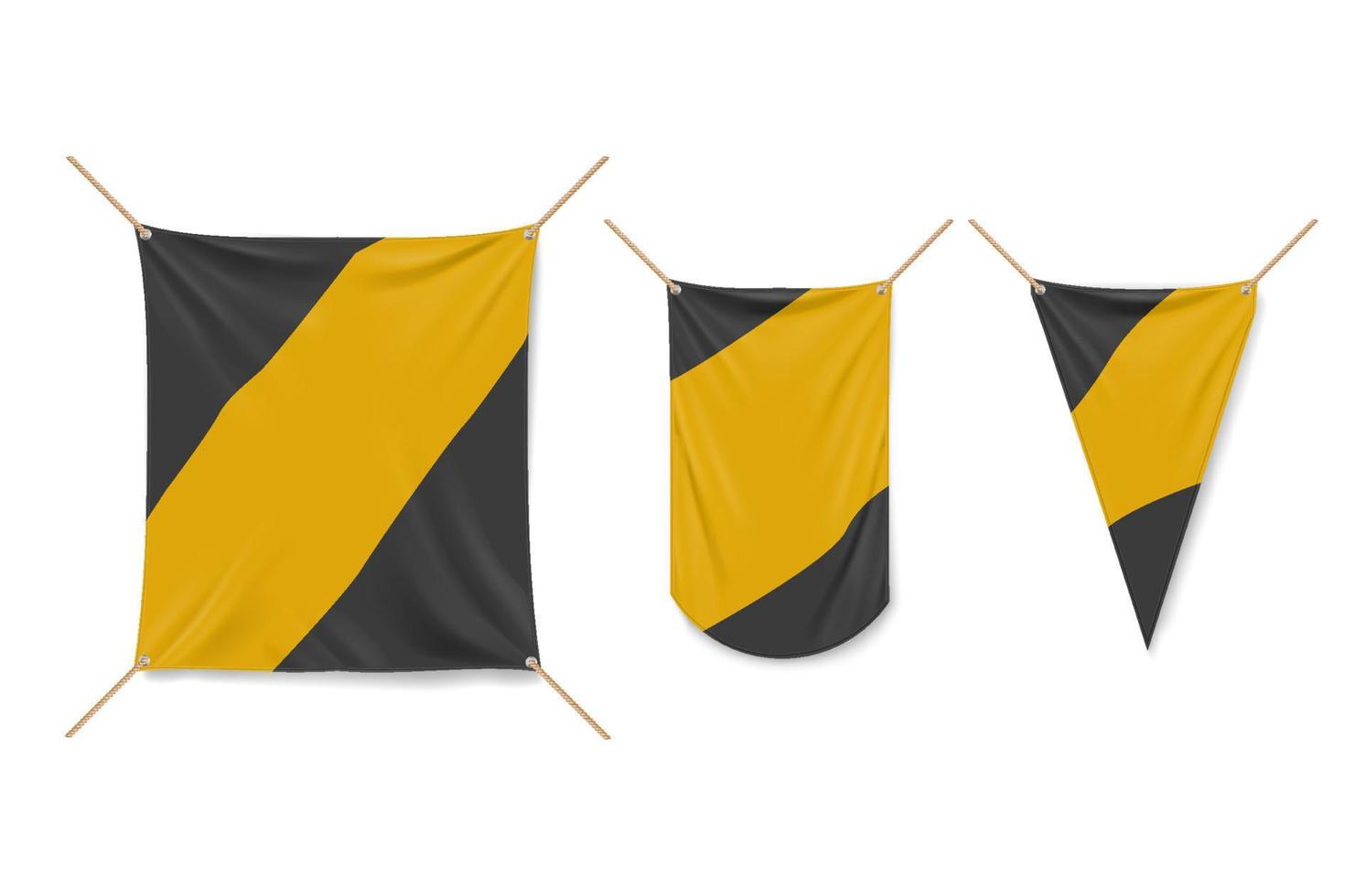 Vinyl banner and pennants hanging with ropes vector