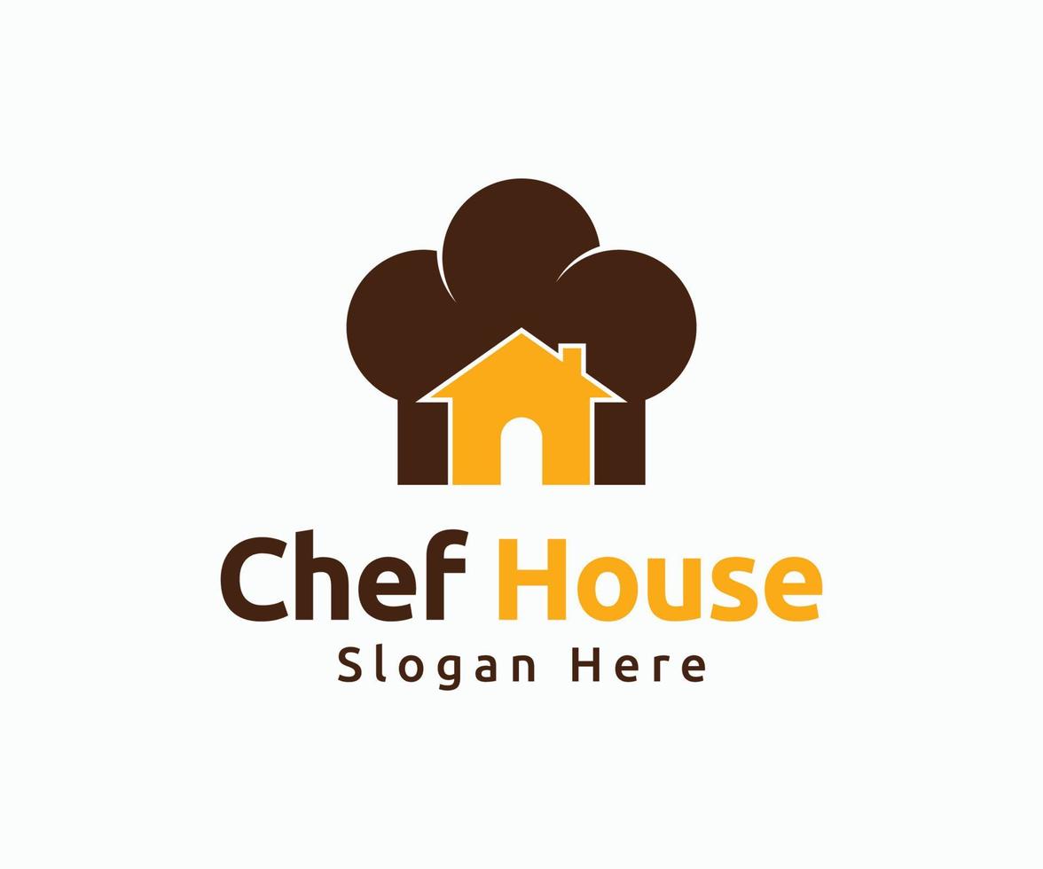 plantilla de logotipo de casa de chef. diseño del logotipo del sombrero de chef. vector