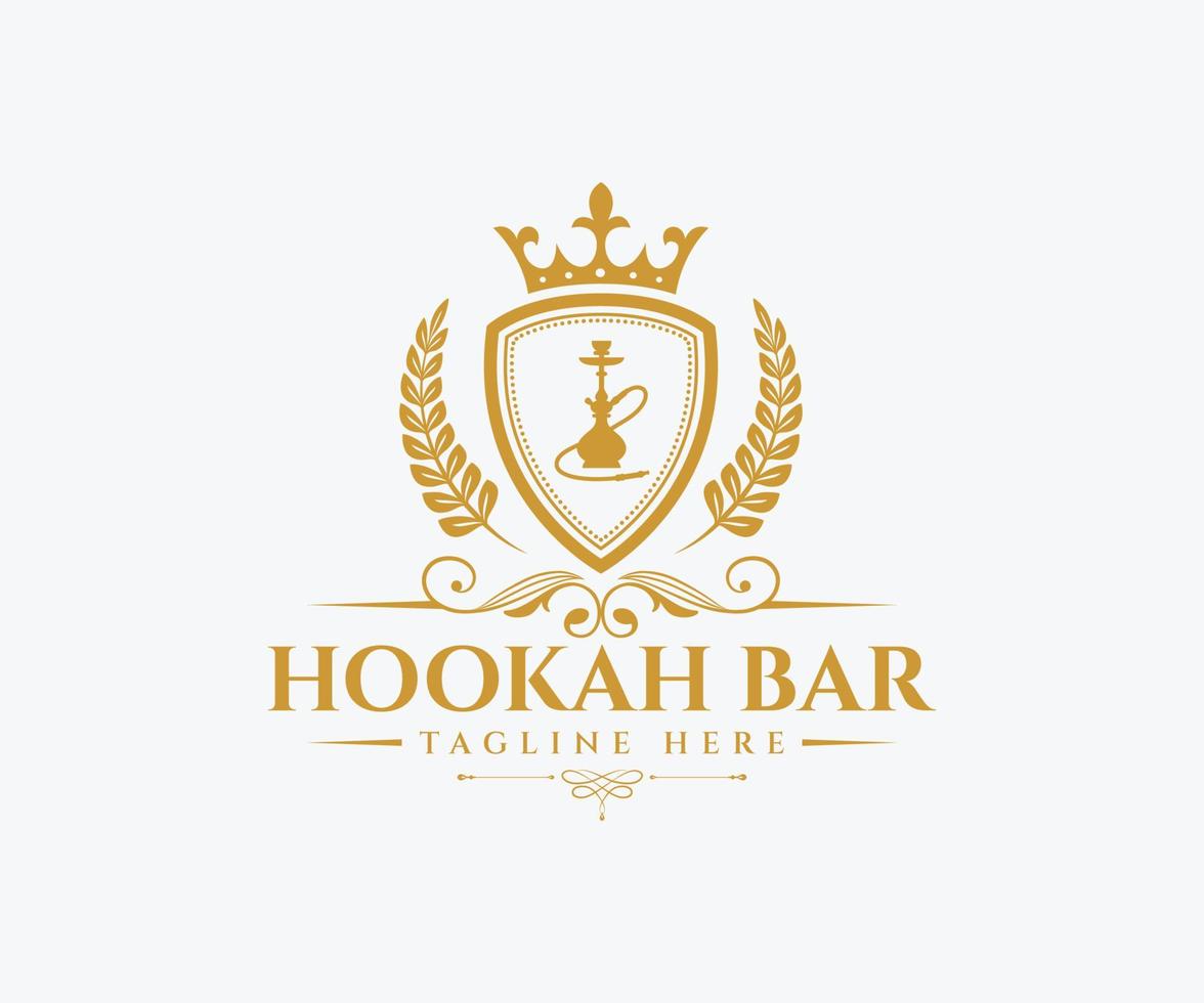 salón de narguile, logotipo de la barra de shisha vector