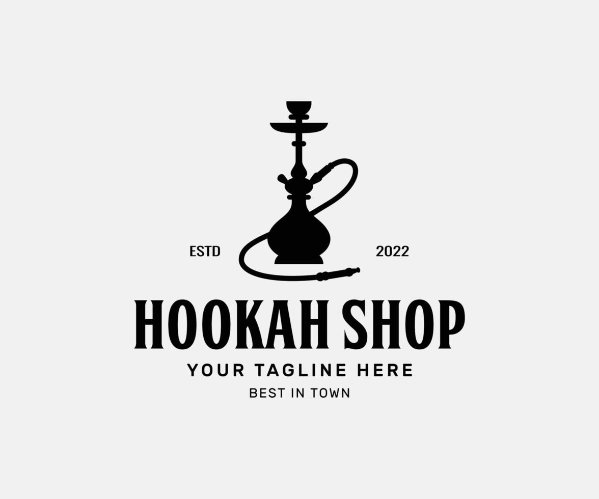 Hookah logo design, label, badge. Vintage shisha bar logo template vector