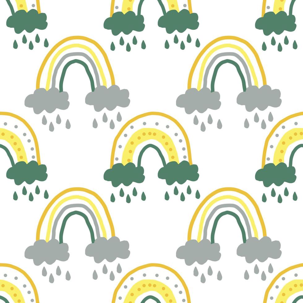 abstract rainbow seamless pattern. hand drawn in boho style. trendy colors. doodle. textiles, nursery room decor, wallpaper, wrapping paper vector