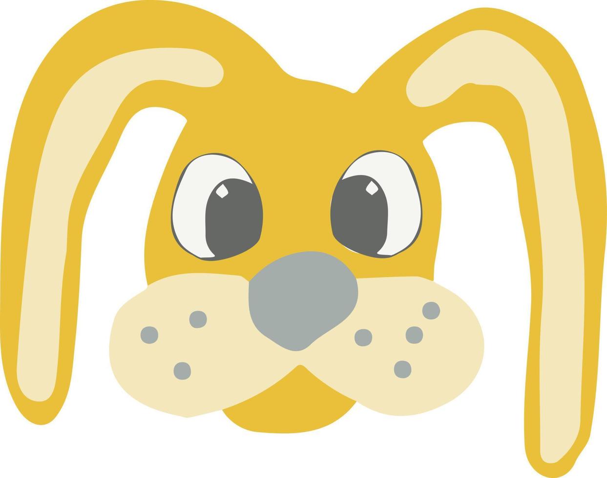 lindo icono de conejo, pegatina. dibujado a mano. ilustración para niños. conejito de pascua animal amarillo y dorado vector