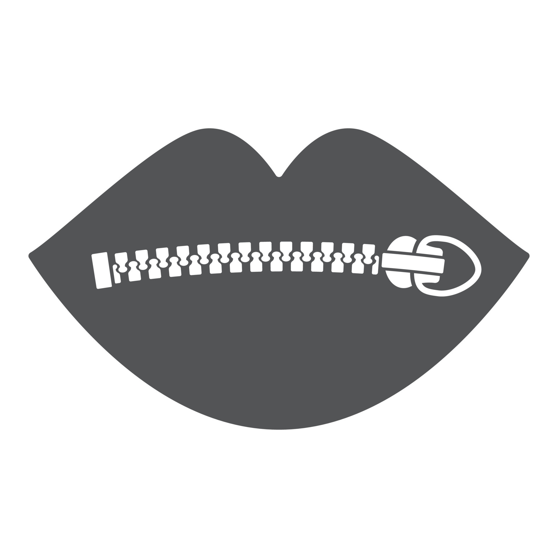 Woman lips with zipper glyph icon. Keep a mouth locked, be quiet and