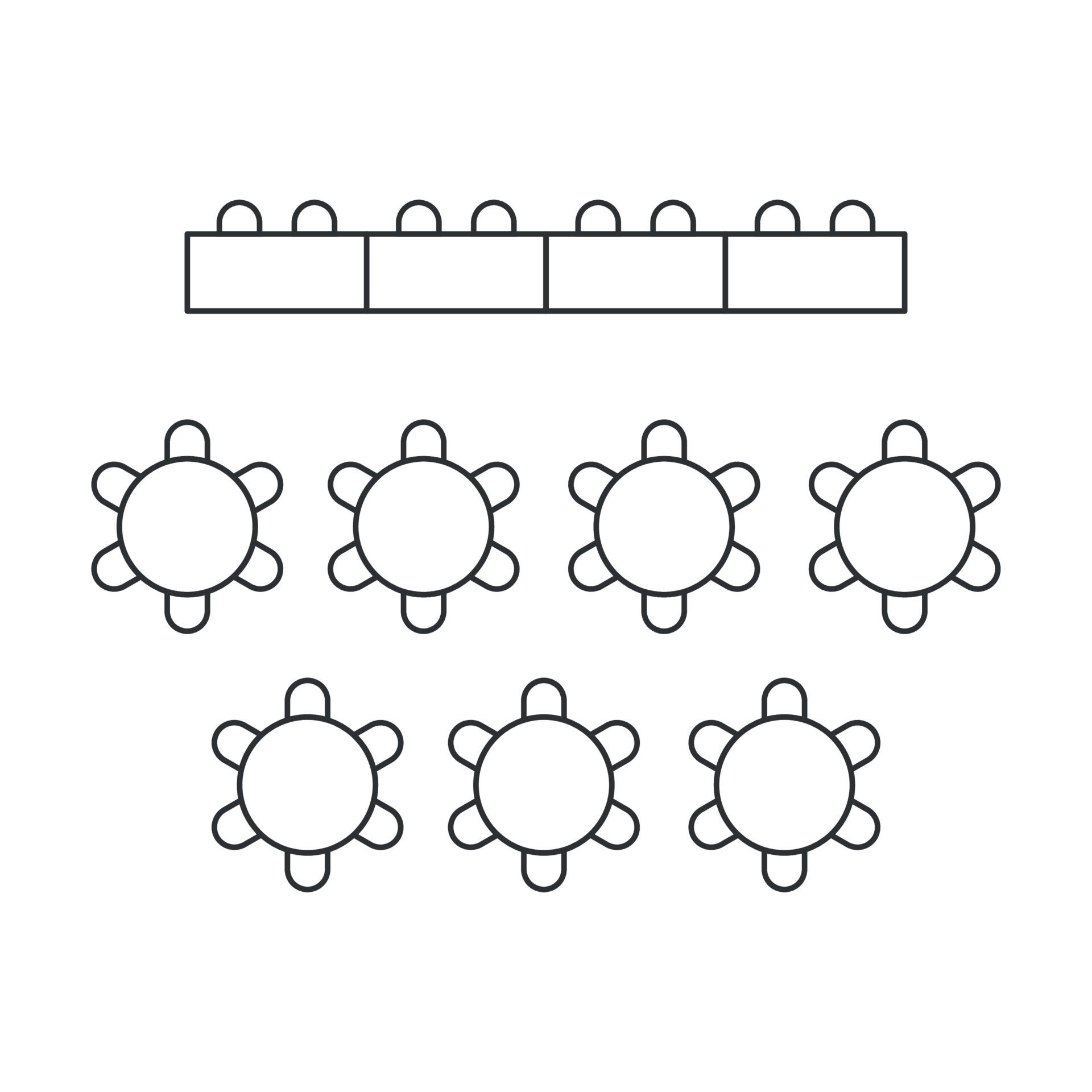 Banquet table seating plan. Interior scheme line icon. Vector