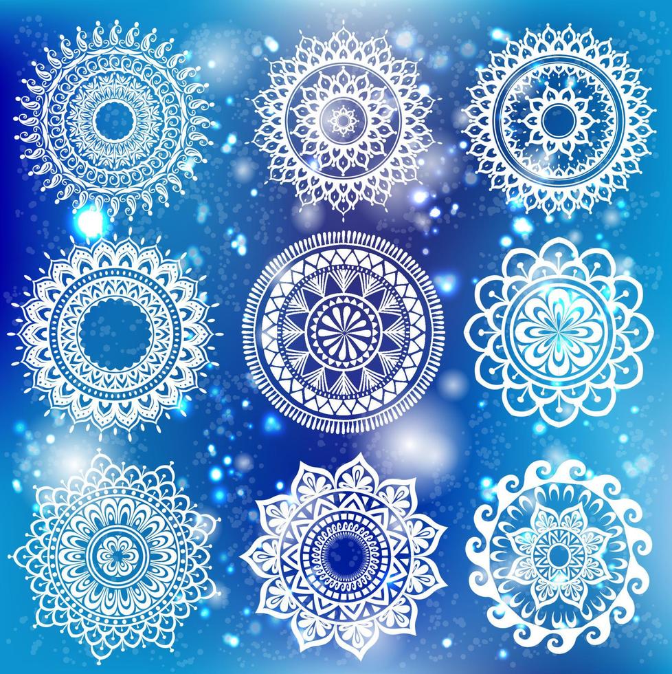 Set of white Ornament Pattern vector