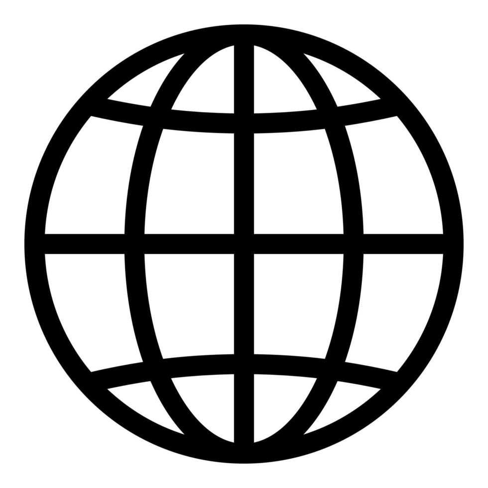 Globe icon vector, Globe. sphere wires, earth network vector isolated. Click to go to website or internet line art icon for apps and websites