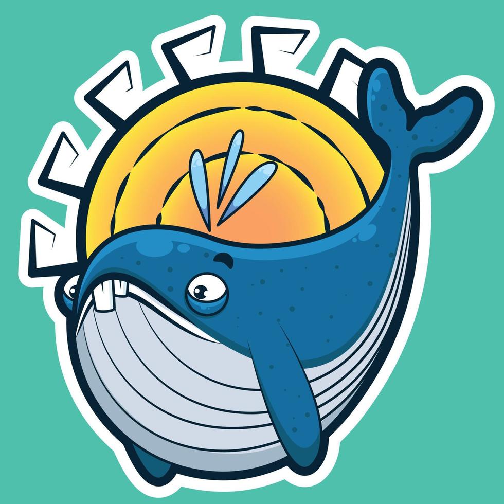 vector de ilustración de dibujos animados de ballena azul
