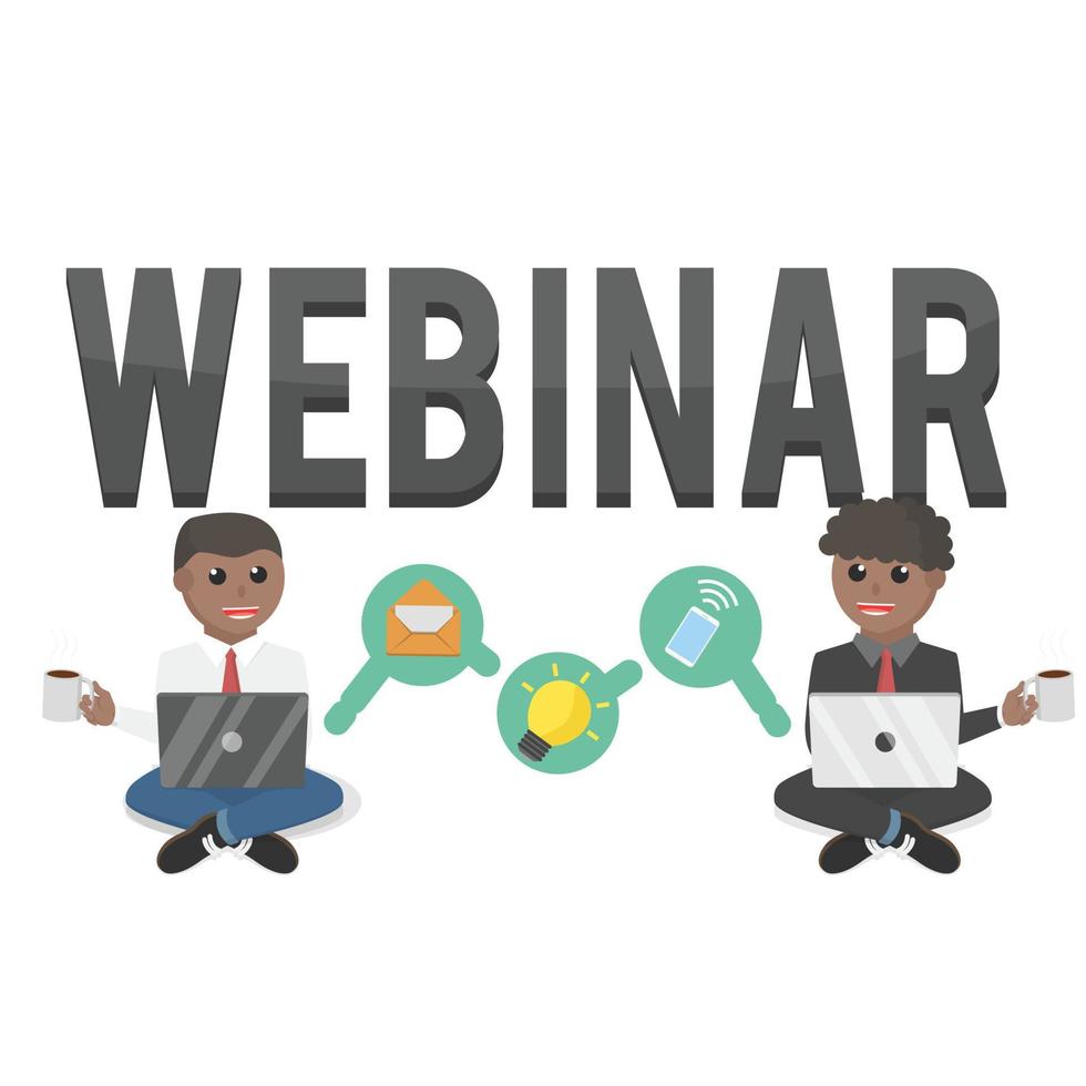 business african webinar design character with text vector