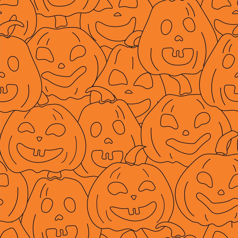 Seamless pattern with pumpkin lantern for Halloween. The art of carving. Modern design. vector