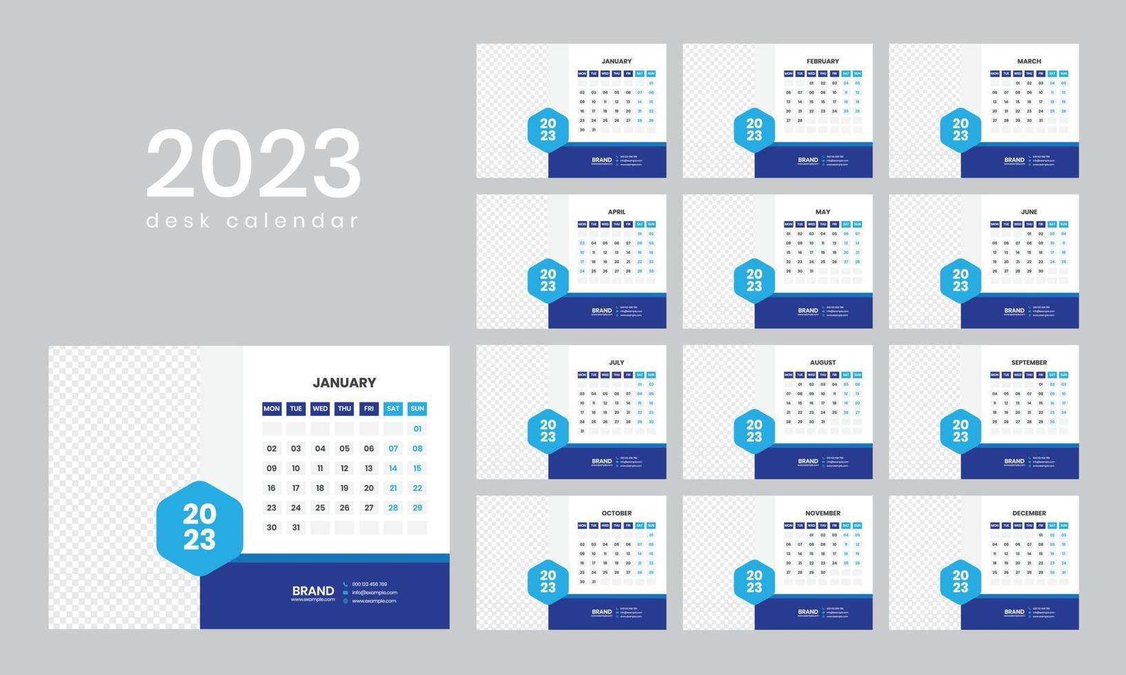 calendario de escritorio 2023 vector