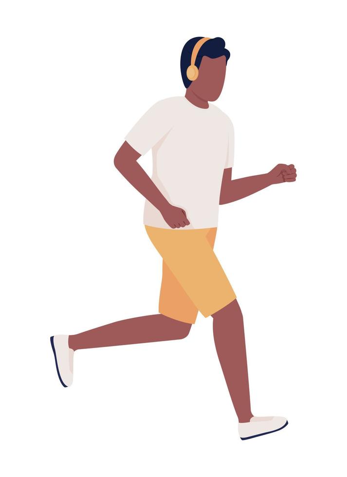 personaje de vector de color semiplano de hombre corriendo. figura editable. persona de cuerpo completo en blanco. estilo de vida saludable y activo ilustración de estilo de dibujos animados simple para diseño gráfico web y animación